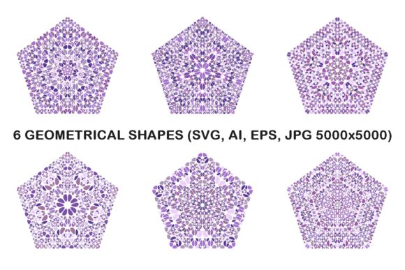 Exploring 6 Floral Pentagon and 6 Gravel Mosaic Pentagon Logo Templates