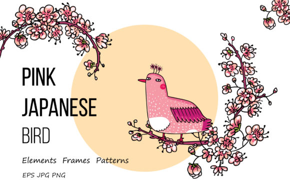 Pink Japanese Bird - Floral Set: A Versatile Tool for Creative Projects