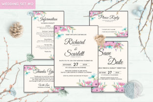 Wedding Invitation Set 12 Floral Style Template